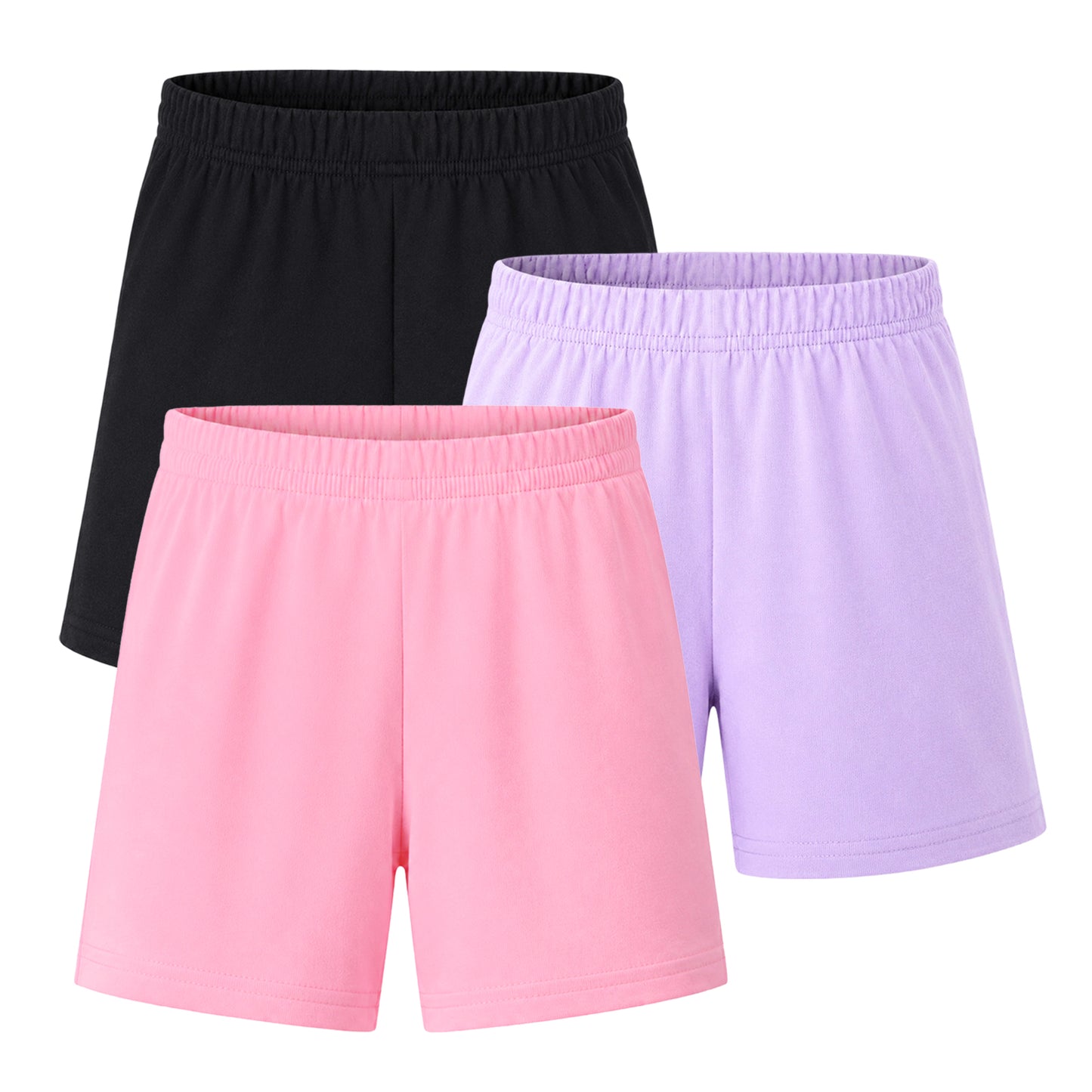 HILEELANG 3–13 Years Girls Biker Shorts 3 Pack Cotton Spandex Shorts for Girls Under Dress Soft Stretch Kids Black Navy Grey