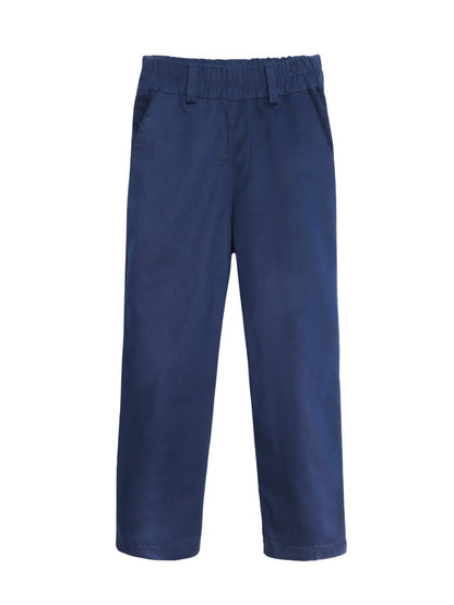 HILEELANG 2PC Little Boys Girls School Uniform Pants Khaki Navy Blue Kids Wrinkle-Free Dress Slacks Elastic Back Waist Classic Fit Pull-On Trousers for Students