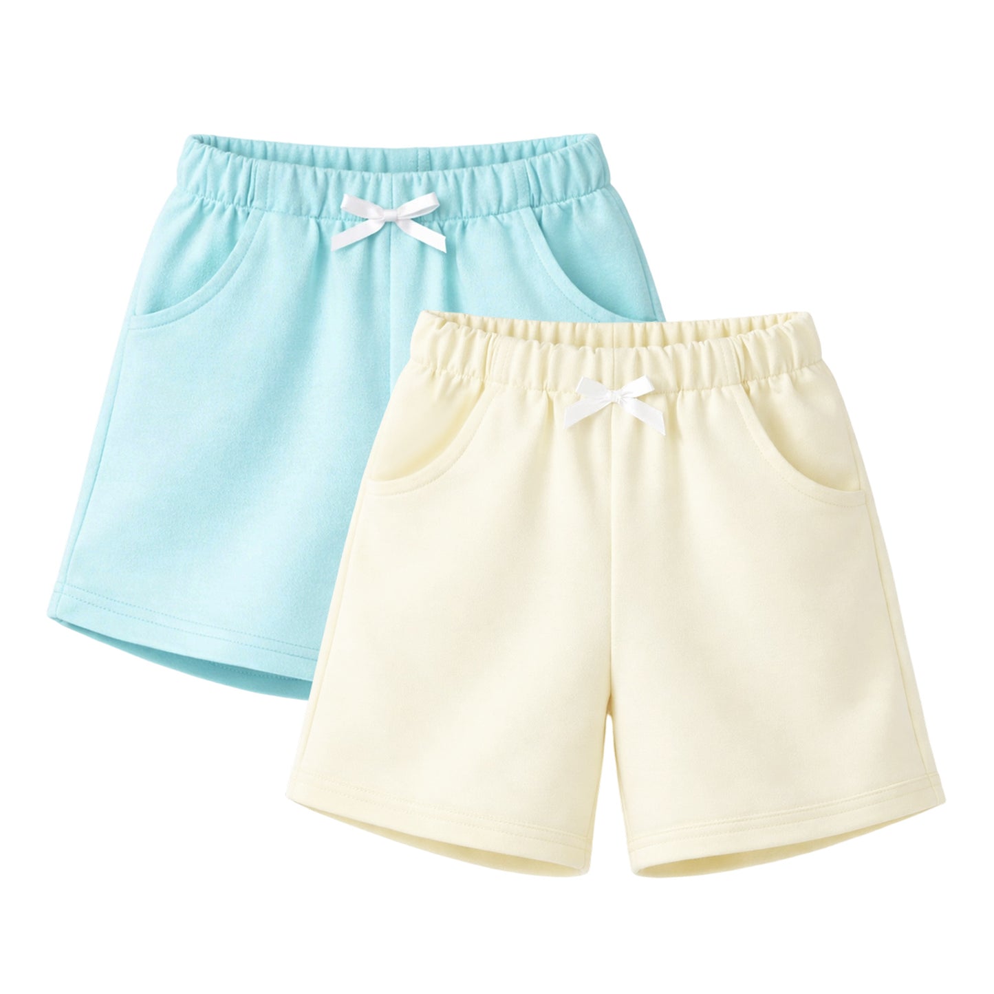 HILEELANG Toddler Girl' Cotton Shorts 2-Pack with Pockets, Grey/purple