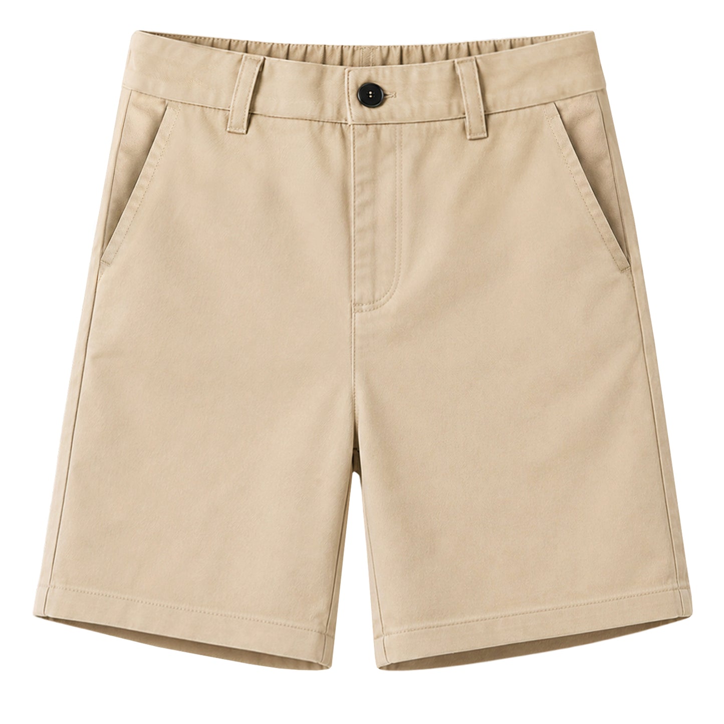 HILEELANG 5-15 Years Little Big Boys School Uniform Shorts 2 Pack, Elastic Waist Flat Front Khaki Navy Chino Shorts with Pockets for Kids Navy Blue Khaki