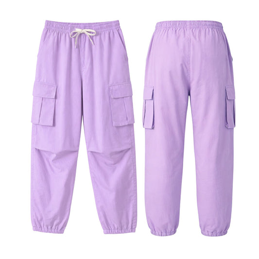 HILEELANG Kids Girl Quick-Dry Cargo Pants Lightweight 4-Way Stretch Outdoor Joggers for Girls Lavender