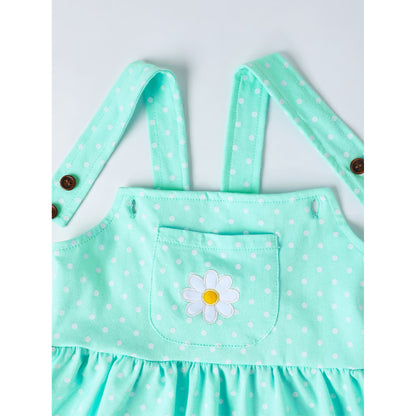 HILEELANG 2-8T Toddler/Little Girls Mint Green Polka Dot Daisy 100% Cotton Dress