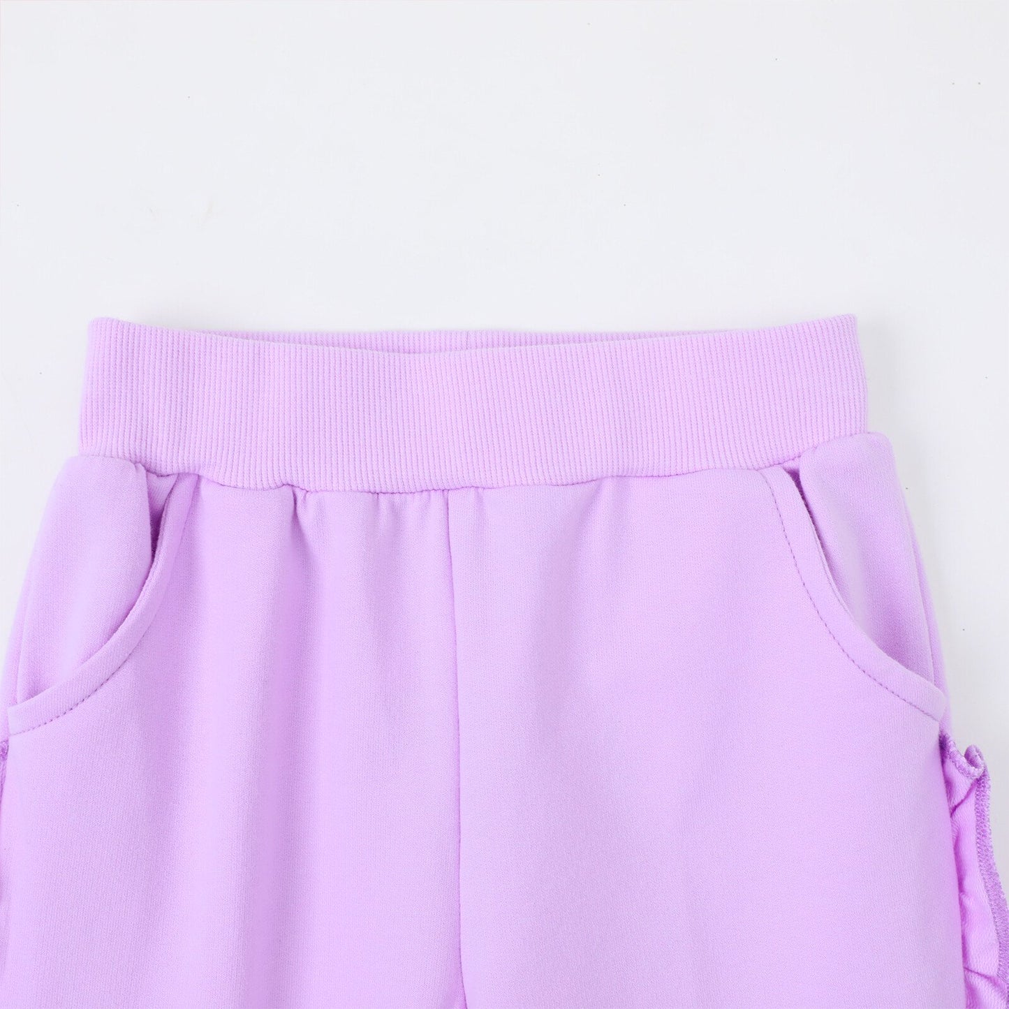 HILEELANG Baby Girls' Jogger Pants 3-Pack Pull on Cotton French Terry Solid Grey Navy pink Ruffle Pocket SweatPants12M
