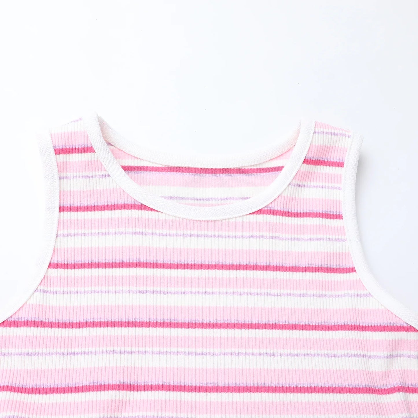 HILEELANG 2-7T Toddler Little Girls Sleeveless Striped Ribbed Tulle Dress, Soft Pink Summer Sundress