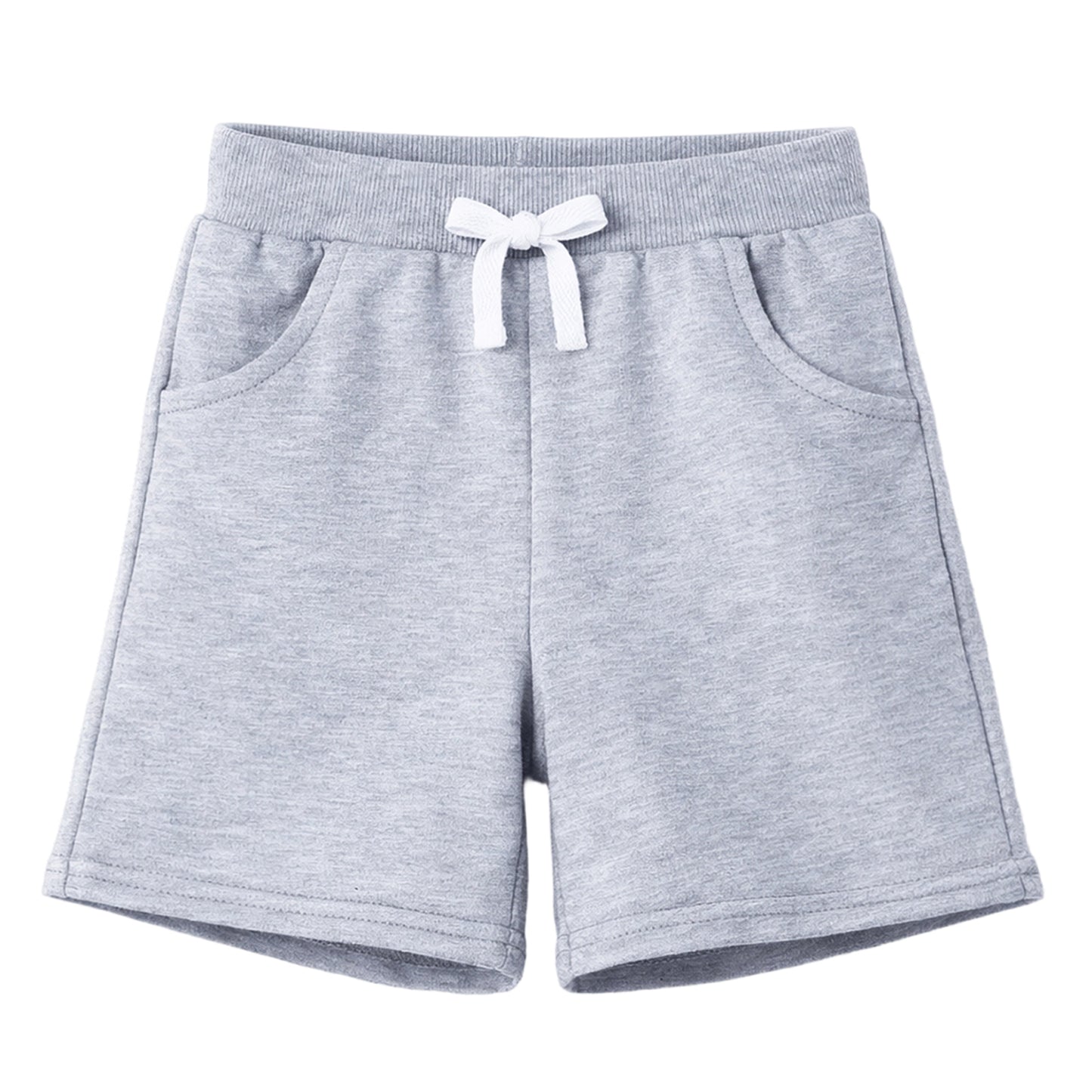 HILEELANG Toddler Boys' Cotton Shorts 3-Pack with Pockets, Grey/Black/Green