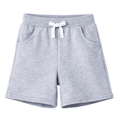 HILEELANG Toddler Boys' Cotton Shorts 3-Pack with Pockets, Grey/Black/Green