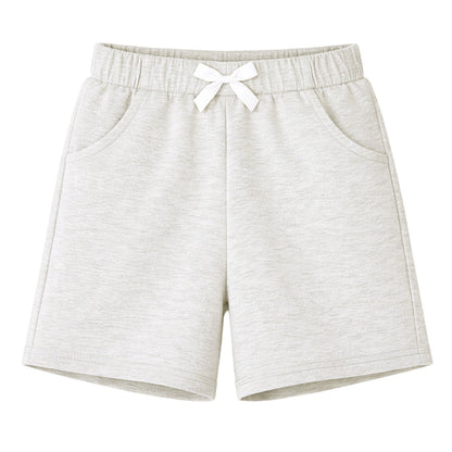 HILEELANG Toddler Girl' Cotton Shorts 2-Pack with Pockets, Grey/purple
