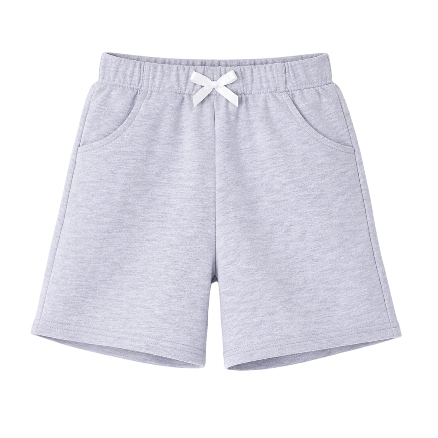 HILEELANG Toddler Girl' Cotton Shorts 2-Pack with Pockets, Grey/Pink