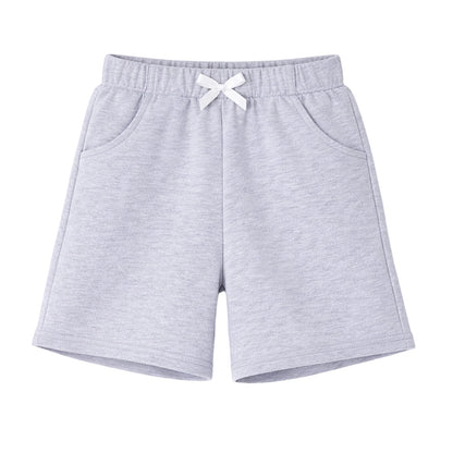 HILEELANG Toddler Girl' Cotton Shorts 2-Pack with Pockets, Grey/Pink