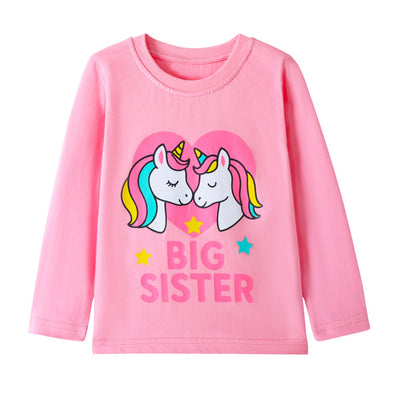HILEELANG Toddler Girls Long Sleeve T Shirts Unicorn 3 Pack – 100% Cotton Casaul Birthday Girl Sparkle Wish Fall Winter Everyday Wear Kids Layering & Play Tops