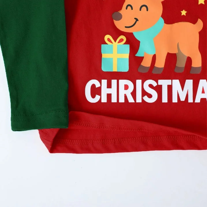 HILEELANG Toddler(2-7Y) Boys Shirt Christmas 3-Pack Elk Dinosaurs Graphic Long-Sleeve Tees Winter Cotton Casual Crewneck T-Shirts