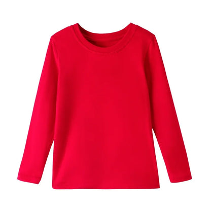 HILEELANG Girls 100% Cotton Long Sleeve T-Shirt 4-Pack, Red Green White Striped, Casual Everyday Tops