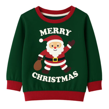 HILEELANG Toddler Boy Christmas Pullover and Sweatpants Set ,2 Piece Cotton with Santa Claus and Christmas Tree Applique, Green Fall Winter Clothes for Kids