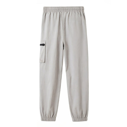 HILEELANG Kids Quick-Dry Jogger Pants Lightweight 4-Way Stretch Outdoor Pants for Boys & Girls Light Gray – Zipper Pocket Style