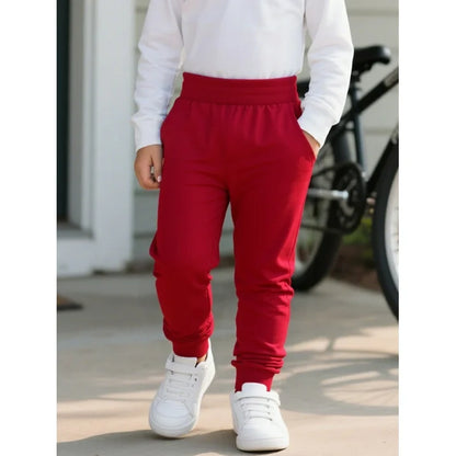 HILEELANG Toddler Boys' Sweatpants Cotton Joggers 2-Pack Pull on Black Wine Playwear Sport Athletic Pants