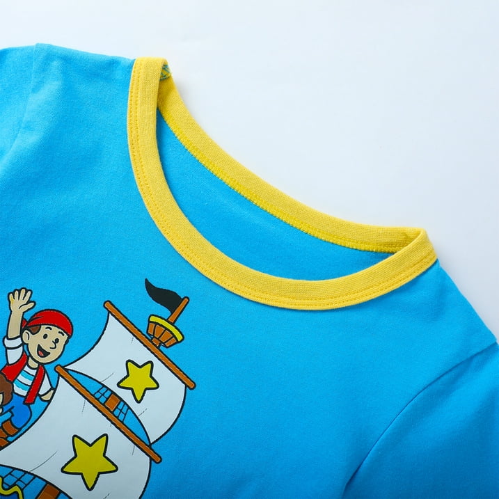 HILEELANG Baby Boys Shirt 3-Pack Robot And BoatGraphic Long-Sleeve Tees Winter Cotton Casual Crewneck T-Shirts