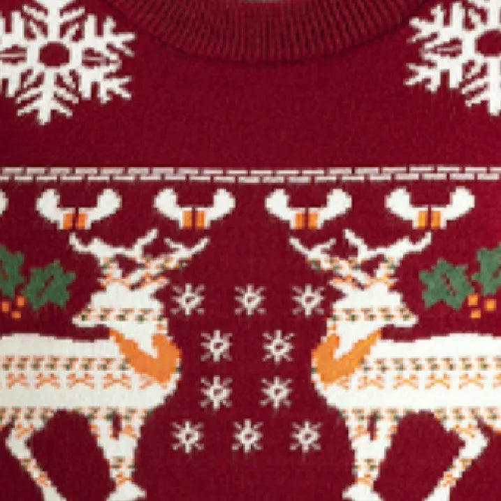 HILEELANG Toddler Boy Girl Christmas Sweater Knit Pullover Crewneck Wine Red Snow Elk Deer Sweatshirts Holiday Sweater
