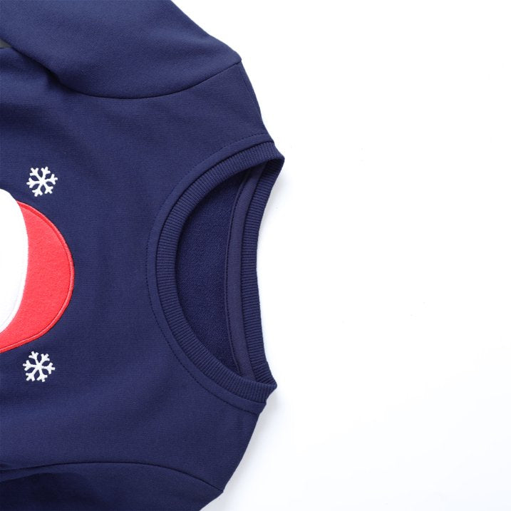 HILEELANG Kids Christmas Sweatshirt, Cotton Pullover Top with Santa Claus Appliqué, Unisex Holiday Long Sleeve Shirt for Toddler Boys