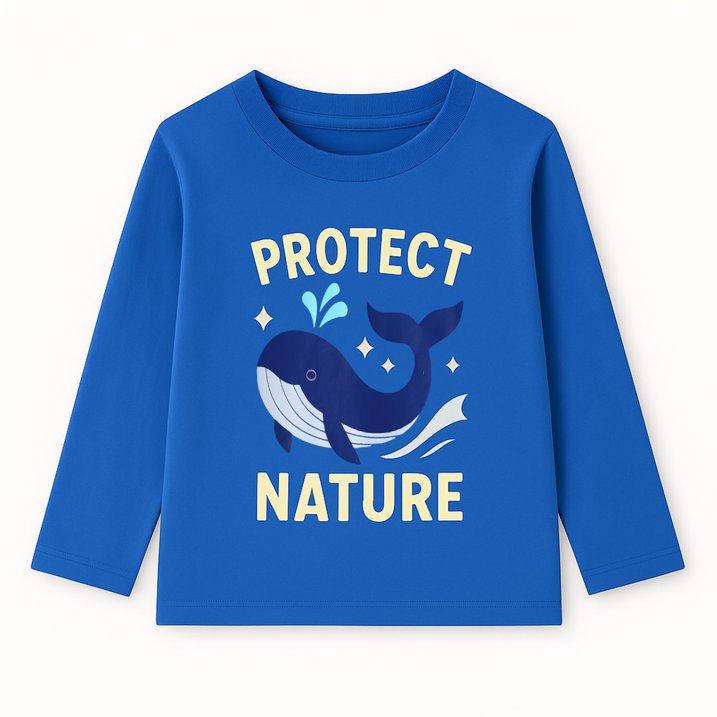HILEELANG Toddler(2-7Y) Boys' 3-Pack Long Sleeve T-Shirts Cotton Graphic Tees Crewneck Nature & Animal Print Shirts for Kids