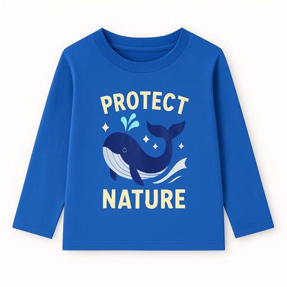 HILEELANG Toddler(2-7Y) Boys' 3-Pack Long Sleeve T-Shirts Cotton Graphic Tees Crewneck Nature & Animal Print Shirts for Kids