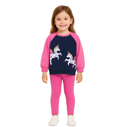 HILEELANG Toddler Girl Fall Outfits Clothing Pants Set（Age:2-7Y) Offwhite Fairy Sweatshirt Cotton Strench Leggings Playwear Sets