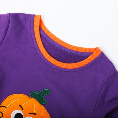 HILEELANG Toddler Boys Girls（12M-7T) PurplePumpkin Sweatshirt – Halloween & Thanksgiving Pullover Tops for Boys Girls, Cute Autumn Outfit