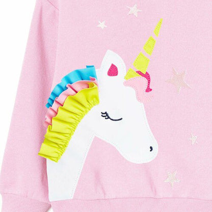 HILEELANG Toddler Girl Sweatshirts Pink Animal Unicorn Cotton Casual Crew Neck Long Sleeve Tops Shirt