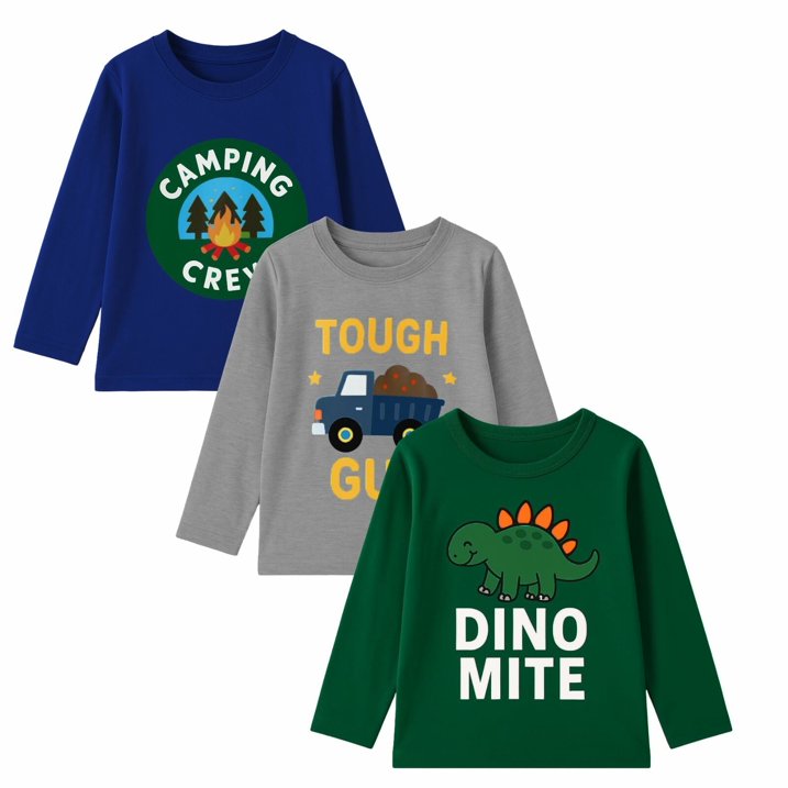 Small dinosaur three-piece t-shirt