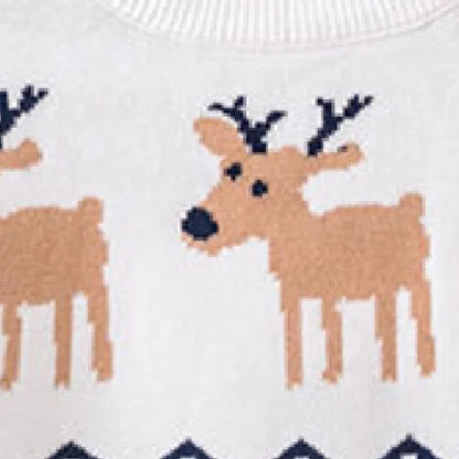 HILEELANG Toddler Boy Girl Christmas Sweater Knit Pullover Crewneck Wine Red Snow Elk Deer Sweatshirts Holiday Sweater