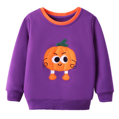 HILEELANG Toddler Boys Girls（12M-7T) PurplePumpkin Sweatshirt – Halloween & Thanksgiving Pullover Tops for Boys Girls, Cute Autumn Outfit