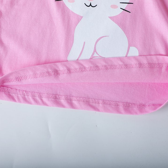 HILEELANG Toddler Girls Long Sleeve T Shirts 3 Pack – 100% Cotton Casaul Pink Blue Purple Bunny Fox Owl Cute Graphic Tees for Fall Winter Everyday Layering & Play