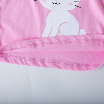 HILEELANG Toddler Girls Long Sleeve T Shirts 3 Pack – 100% Cotton Casaul Pink Blue Purple Bunny Fox Owl Cute Graphic Tees for Fall Winter Everyday Layering & Play
