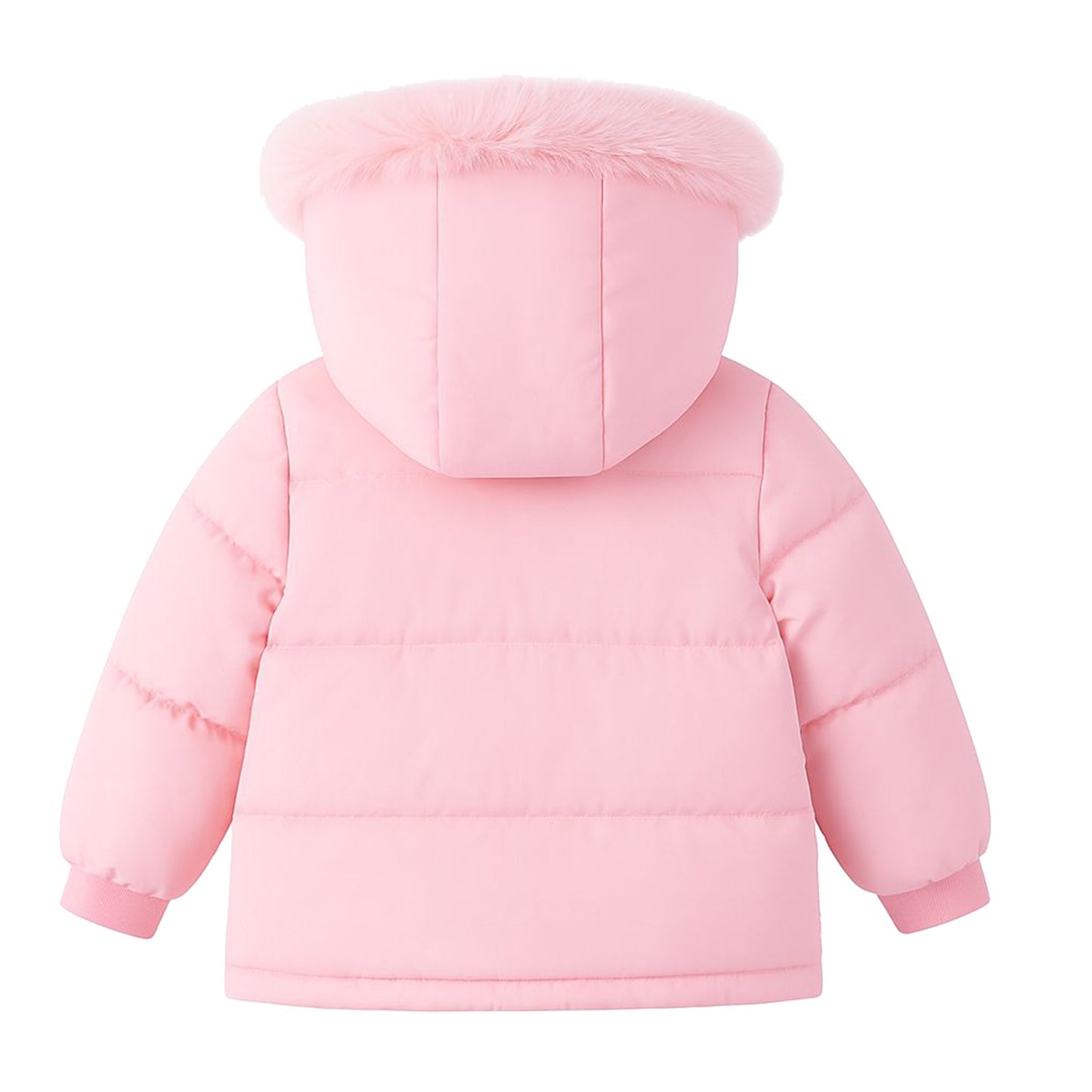 HILEELANG Toddler Baby Girl Winter Puffer Jacket with Faux Fur Hood – Warm Windproof Water-Resistant Coat 12M–7T, Lightweight Quilted Pink Outerwear for Cold Weather