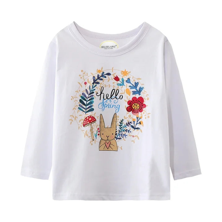 Toddler Girl Long Sleeve Shirts Cotton Casual Crewneck Purple Buttfly Jersey Bunny Unicorn Tunic T-Shirts 3 Packs