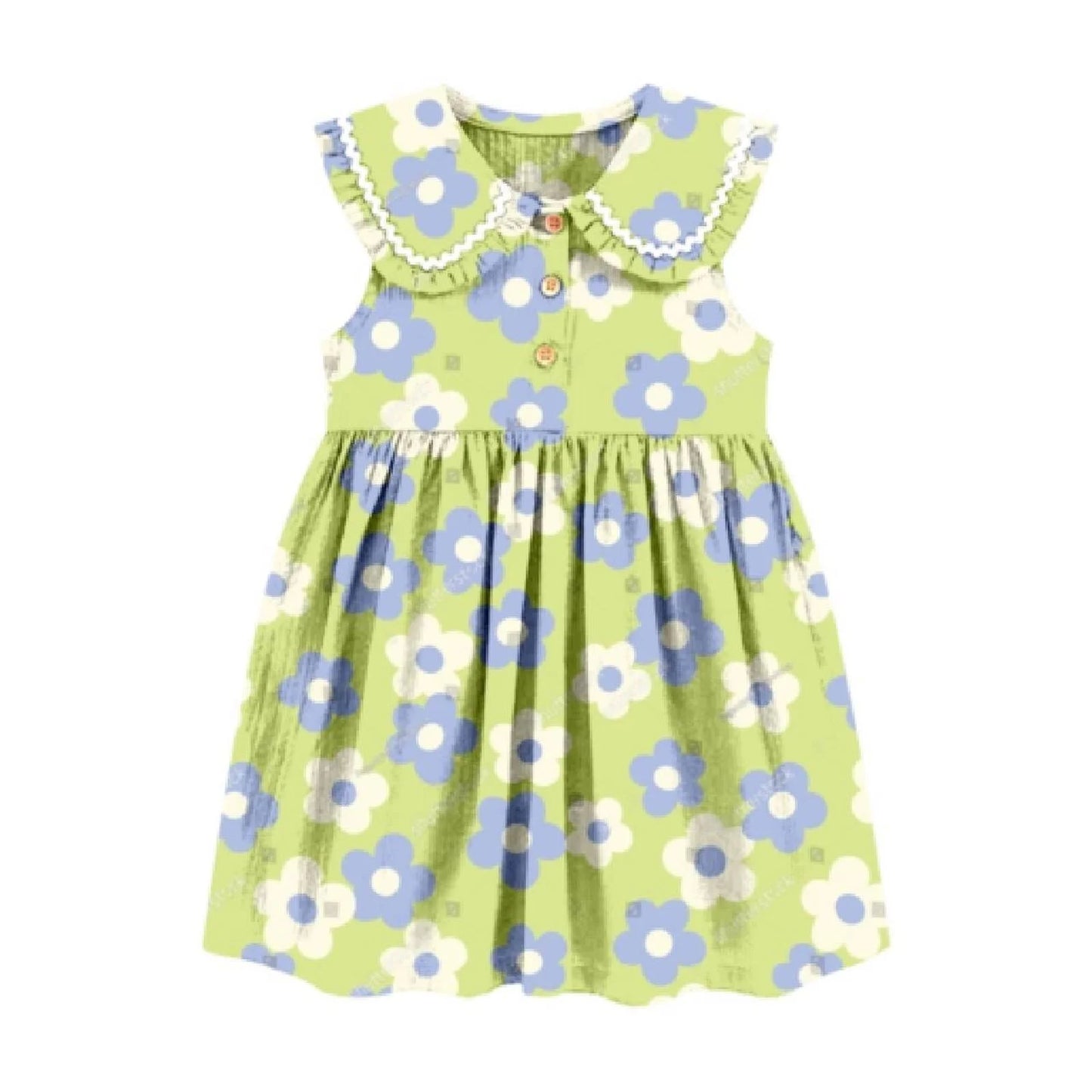 HILEELANG Toddler Little Girls 2 Pack Summer Dresses, Sleeveless Peter Pan Collar Sundress Set with Pockets