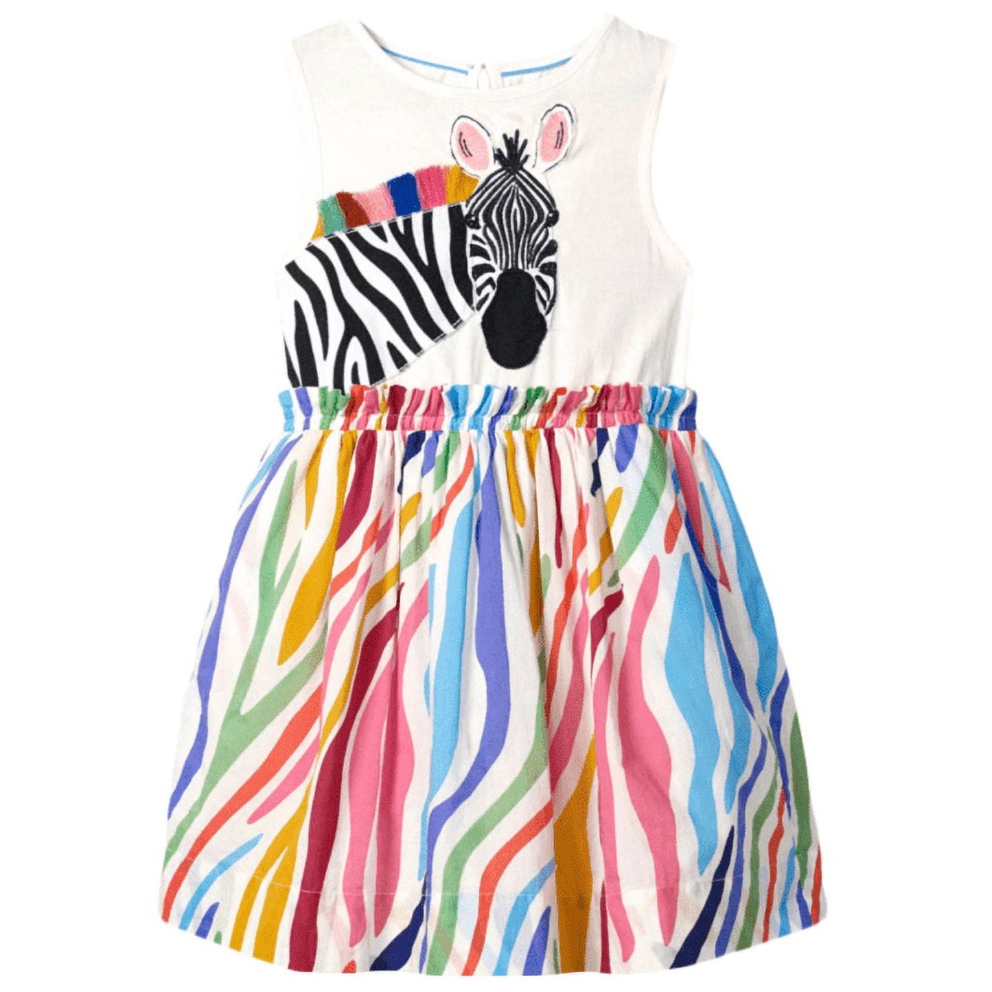 HILEELANG Toddler Girls Cotton Dress Short Sleeves Casual Summer Striped Basic Shirt Jumpskirt Playwear