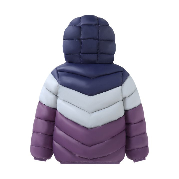 HILEELANG Toddler Boy Winter Hodded Puffer Color-Block Jackets Coats Light Weight Outerwear Purple