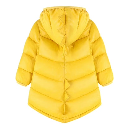 HILEELANG Toddler Boy Girl (12M-7Y) Winter Puffer Jackets Coats Yellow Dinosaur Hooded Light Weight Padded Outerwear