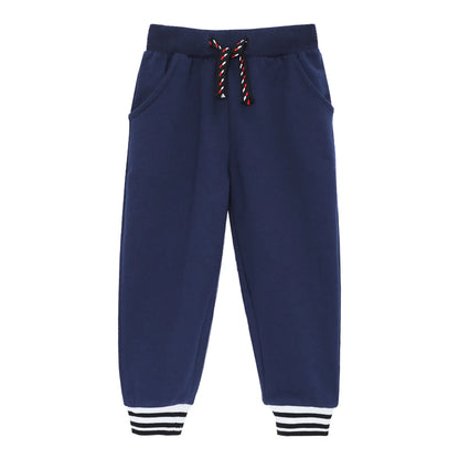 HILEELANG Toddler Boys Jogger Sweatpants 3-Pack, 100% Cotton French Terry Pants with Drawstring and Pockets,colors—black, Khaki, and navy