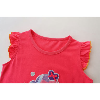 HILEELANG Toddler Girl Short Outfits Sets Easter Summer Cotton Casual Ruffle Sleeve Ice Cream Tank Top Shirts Check Shorts Beach Clothing