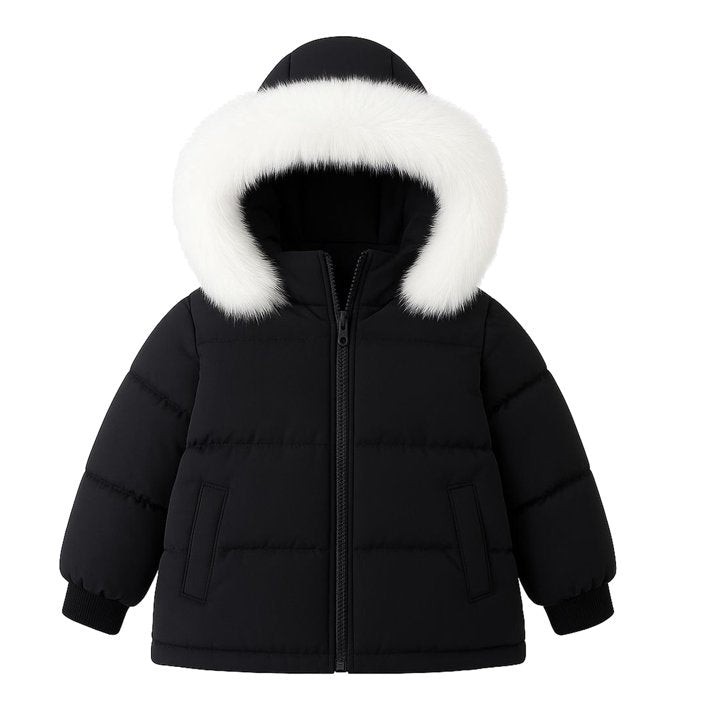 HILEELANG Toddler Baby Kids Winter Puffer Jacket with Detachable Hood and Faux Fur Trim – Warm Windproof Water-Resistant Coat for Boys and Girls