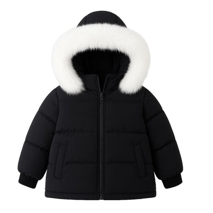 HILEELANG Toddler Baby Kids Winter Puffer Jacket with Detachable Hood and Faux Fur Trim – Warm Windproof Water-Resistant Coat for Boys and Girls