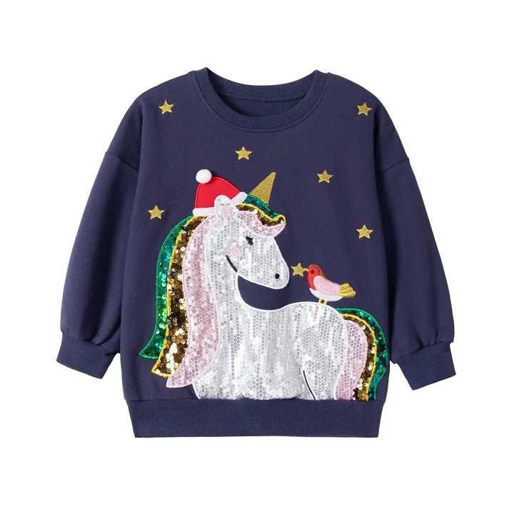 HILEELANG Toddler Girl Fall Outfits Clothing Pants Set Unicorn Sweatshirt（Age:2-7Y) Cotton Strench Purple Leggings Playwear Sets