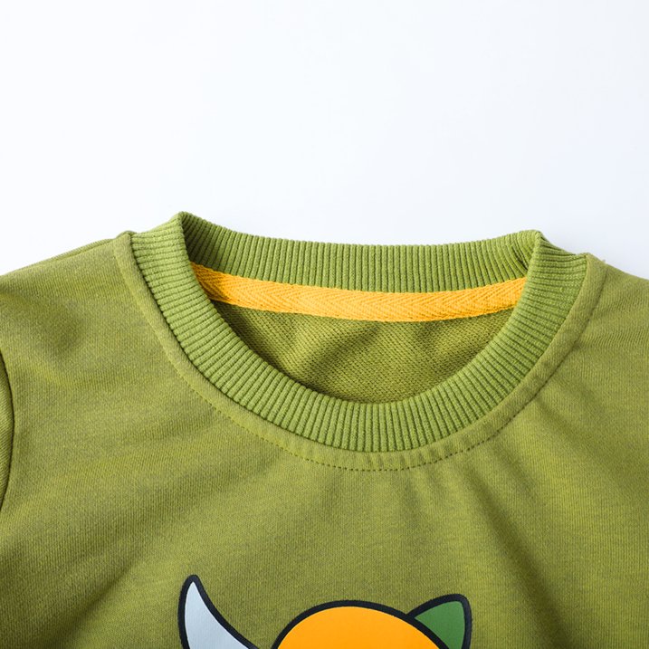 HILEELANG Toddler Boy（2-7Y) 2 Piece Cotton Pullover and Sweatpants Set with Dinosaur Applique, Green Fall Winter Clothes for Kids