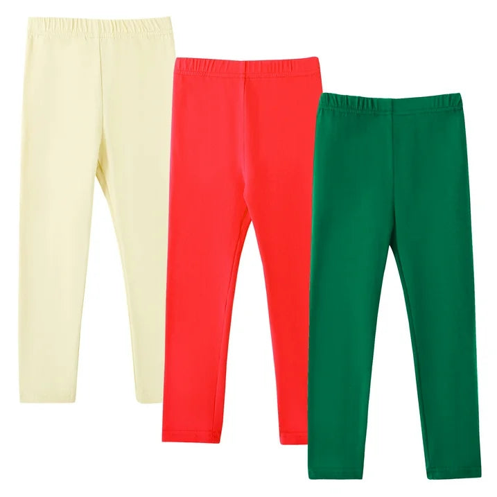 HILEELANG Toddler Kids' Fall & Winter Leggings Ages 1 - 2Y 95% Cotton + 5% Spandex Soft & Skin - Friendly Colors Beige Bright Red Dark Green