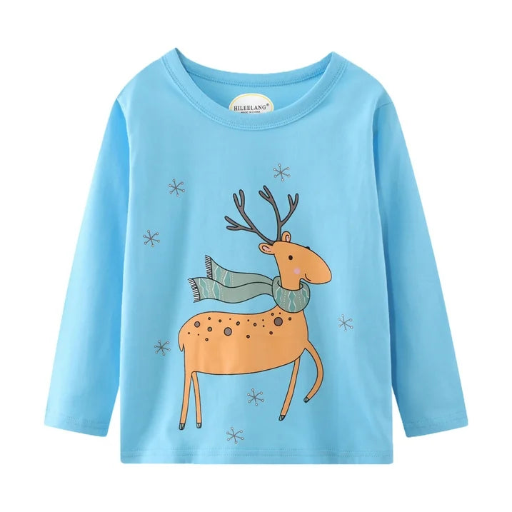 Toddler Girl Long Sleeve Shirts Christmas Ruffle Pink Red Unicorn Graphic Cotton Casual Crewneck Jersey Tunic T-Shirts 3 Packs