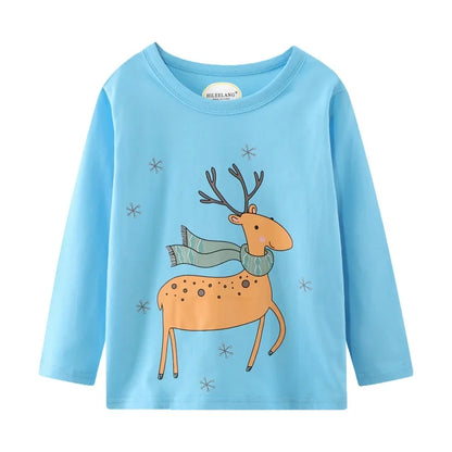 Toddler Girl Long Sleeve Shirts Christmas Ruffle Pink Red Unicorn Graphic Cotton Casual Crewneck Jersey Tunic T-Shirts 3 Packs