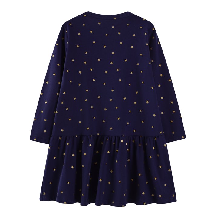 HILEELANG 100% Cotton Girls Long Sleeve Dress with NavyUnicorn ,NavyStripeDog,StripeStrawberry and FloralPumpkin – Ages