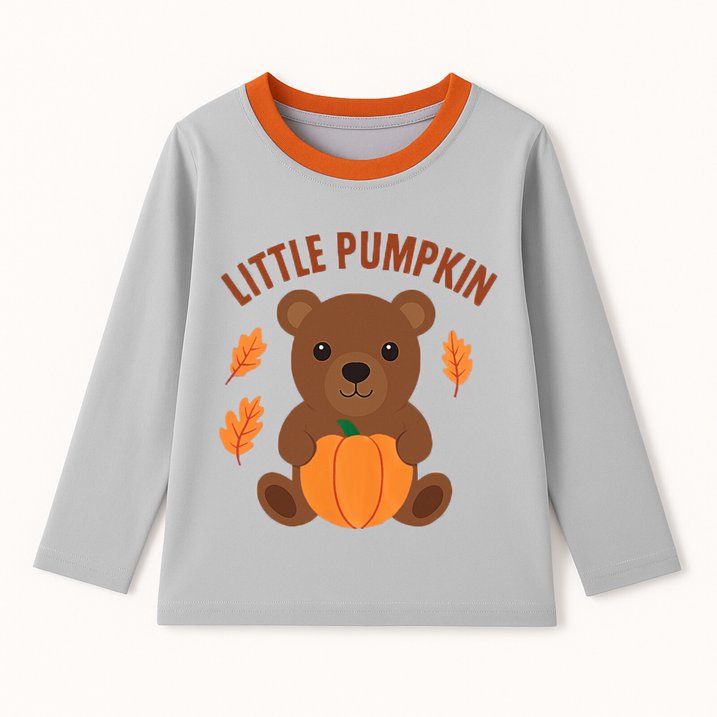 HILEELANG Toddler Boys（2Y-7Y) Shirt Halloween 3-Pack Squirrel Pumpkin Graphic Long-Sleeve Tees Winter Cotton Casual Crewneck T-Shirts