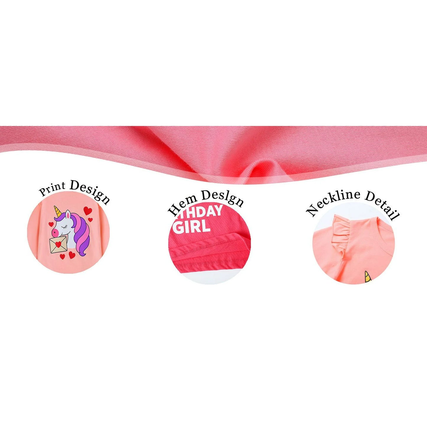 HILEELANG Toddler Girls Long Sleeve T Shirts Unicorn 3 Pack – 100% Cotton Casaul Birthday Girl Sparkle Wish Fall Winter Everyday Wear Kids Layering & Play Tops